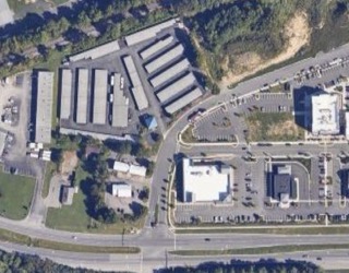 Satellite view of self-storage facility